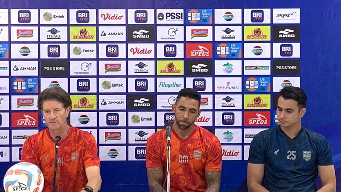 Sesi jumpa pers Borneo FC jelang melawan PSS Sleman, Rabu (13/3/2024).