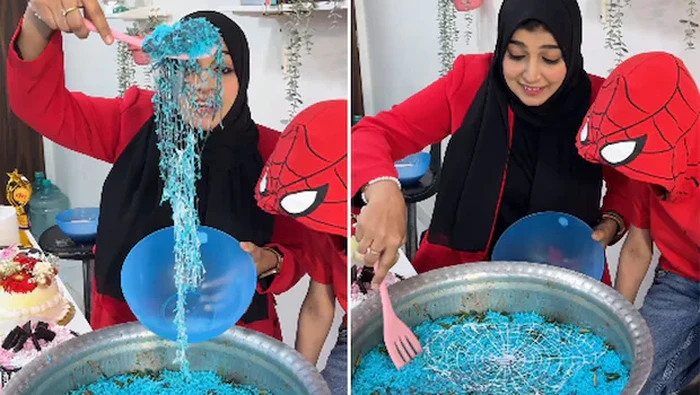 Nasi biryani biru yang unik
