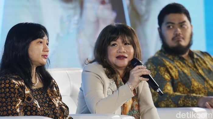 Shinta Kamdani, Ketua Dewan Pimpinan Nasional APINDO dalam detikcom Leaders Forum di Samisara Grand Ballroom, Sopo Del Tower, Jakarta, Kamis (14/3/2024). detikcom Leaders Forum 2024 mengangkat tema 