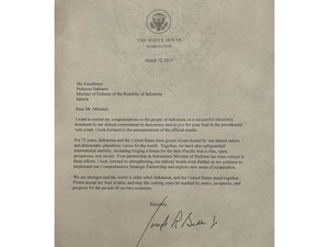 Prabowo Dapat Ucapan Selamat dari Biden Lewat Surat Resmi