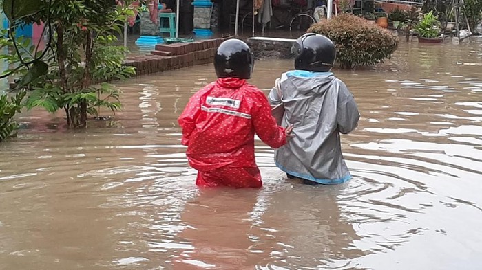 Banjir di Desa Setrokalangan, Kecamatan Kaliwungu, Kabupaten Kudus, Jumat (15/3/2024) pagi.