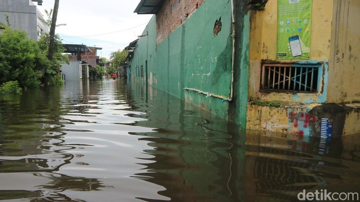 Banjir melanda Desa Jati Wetan Kecamatan Jati, Kudus, pada Jumat (15/3/2024).