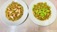 Menu yang ditawarkan memang sederhana hanya dua jenis nasi goreng saja, yaitu Nasi Goreng Ayam Pete (Rp 35.000) atau Nasi Goreng Ayam Sosis (Rp 35.000). Foto: detikFood