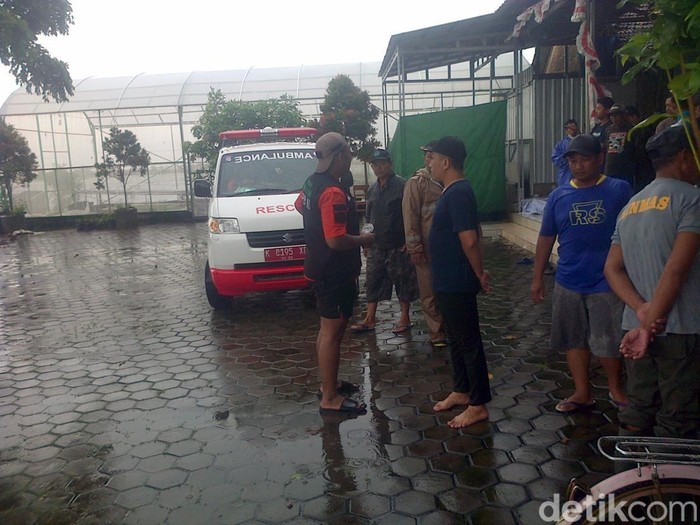 Lokasi kejadian tiga pelajar ditemukan tewas tenggelam di persawahan yang kebanjiran di Desa Kirig, Kecamatan Mejobo, Kabupaten Kudus, Jumat (14/3/2024).