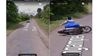 Duh ibu ini terpleset di jalan. Foto: Twitter