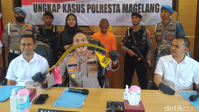 Polresta Magelang jumpa pers kasus remaja terlibat tawuran, Jumat (15/3/2024).