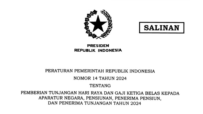 Tangkapan layar salinan PP No. 14 Tahun 2024