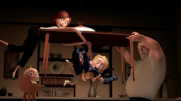 Cuplikan adegan dalam film animasi The Incredibles