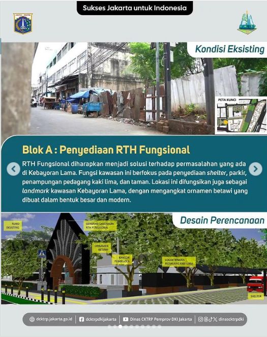 Desain penataan Kawasan Kebayoran Lama. Tangkapan layar instagram Pemprov DKI Jakarta