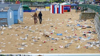 Pengunjung meninggalkan sampah di Pantai Margate. Foto: Boredpanda