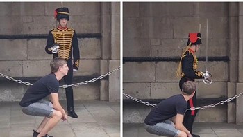 Turis Disuruh Berhenti Bersikap Tidak Hormat Kepada Pengawal Ratu Oleh Polisi Bersenjata Foto: Boredpanda