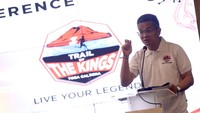 Direktur Utama Badan Pelaksana Otorita Danau Toba (BPODT) Jimmy Bernando Panjaitan memberi paparan saat konferensi pers Trail of the Kings (TOTK) Zero Edition di Jakarta, Jumat (15/3/2024). Lari lintas alam ini akan memperlombakan kategori 5 km, 10 km, Trail Run 27 km hingga Ultra Trail Run 50 km. 