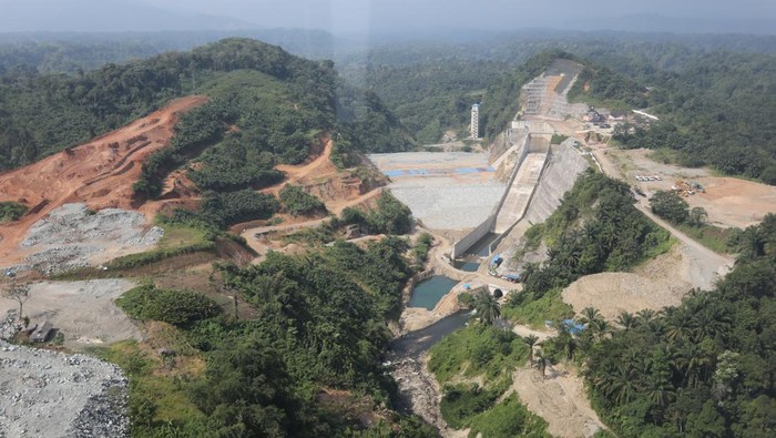 Proses pengerjaan proyek Bendungan Lau Simeme. (Dok Polda Sumut)