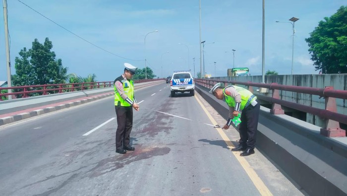 TKP laka motor tunggal tewaskan mahasiswa Unsri.