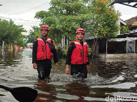 Banjir di Kelurahan Trimulyo, Kota Semarang, Minggu (17/3/2024) sore.