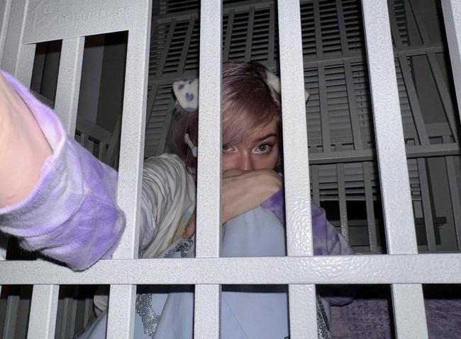 Meow menjelaskan alasan mengapa ia tidur di dalam kandang. Salah satu alasannya karena ia merasa lebih aman.  Foto: Dok. Instagram @meowdalyn