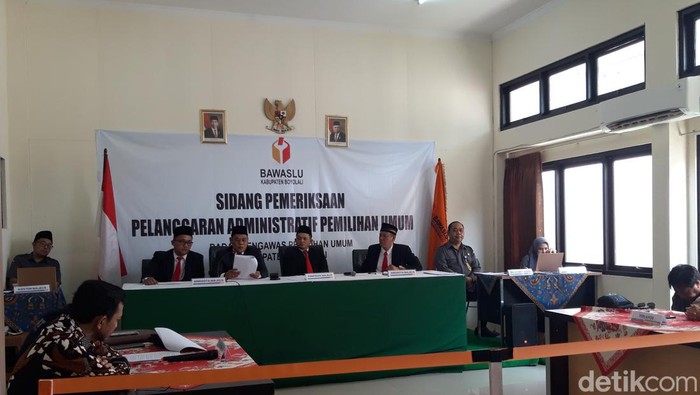 Sidang pemeriksaan pelanggaran administrasi Pemilu di Bawaslu Boyolali, Senin (18/3/2024).