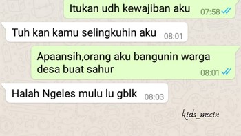 Ngebangunin warga sahur malah dikira selingkuh. Foto: Instagram/kids_mecin  