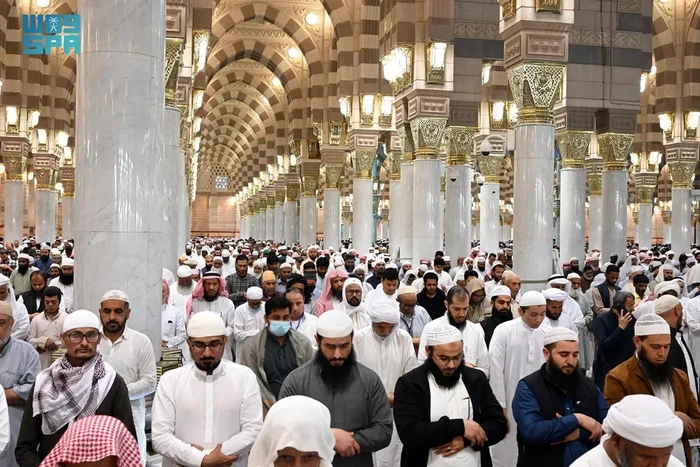 Jemaah Masjid Nabawi pada pekan pertama Ramadan 2024.