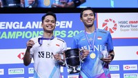 Di final Jonatan mengalahkan kompatriotnya Anthony Sinisuka Ginting di Utilita Arena Birmingham, Inggris, MInggu (17/3/2024).