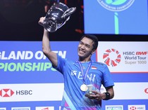 Ekspresi Jonatan Christie Juara All England 2024