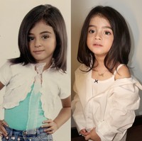 Bak kembar, potret baby Guzel dan Margin saat kecil ketika disandingkan seperti ini terlihat begitu mirip hingga sulit dibedakan. Ditambah dengan potongan rambut yang mirip, kemiripan keduanya sukses mencuri atensi. “MasyaAllah definisi menciptakan kembaran sendiri,” komentar salah seorang netizen. “CANTIK BANGET SI KEMBAR,” tambah netizen lain. Foto: Instagram/@marginw