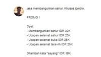 Buat kaum jomblo, boleh dicoba nih langganan jasa bangunin sahur berikut ini. Dijamin, nggak bakal lagi kesiangan sahur.