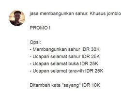 Jasa Bangunin Sahurnya Kakak, Kali Aja Butuh