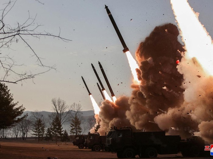 A training of the fire division, guided by North Korean leader Kim Jong Un (not pictured), is held in North Korea, March 18, 2024, in this picture released on March 19, 2024, by the Korean Central News Agency.    KCNA via REUTERS    ATTENTION EDITORS - THIS IMAGE WAS PROVIDED BY A THIRD PARTY. REUTERS IS UNABLE TO INDEPENDENTLY VERIFY THIS IMAGE. NO THIRD PARTY SALES. SOUTH KOREA OUT. NO COMMERCIAL OR EDITORIAL SALES IN SOUTH KOREA.