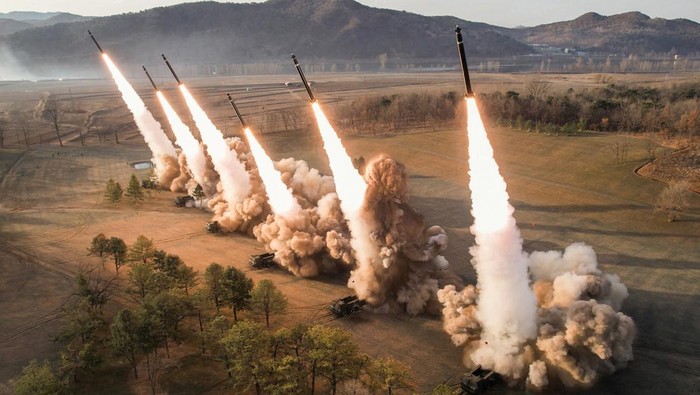 A training of the fire division, guided by North Korean leader Kim Jong Un (not pictured), is held in North Korea, March 18, 2024, in this picture released on March 19, 2024, by the Korean Central News Agency.    KCNA via REUTERS    ATTENTION EDITORS - THIS IMAGE WAS PROVIDED BY A THIRD PARTY. REUTERS IS UNABLE TO INDEPENDENTLY VERIFY THIS IMAGE. NO THIRD PARTY SALES. SOUTH KOREA OUT. NO COMMERCIAL OR EDITORIAL SALES IN SOUTH KOREA.