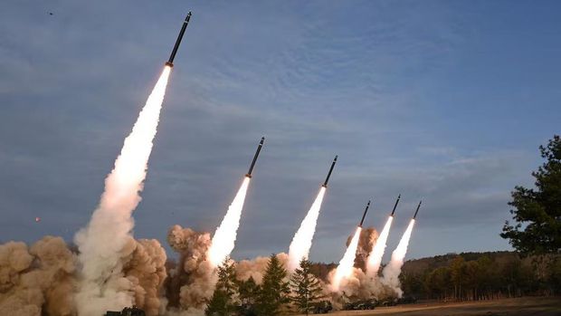 A training of the fire division, guided by North Korean leader Kim Jong Un (not pictured), is held in North Korea, March 18, 2024, in this picture released on March 19, 2024, by the Korean Central News Agency. KCNA via REUTERS Purchase Licensing Rights