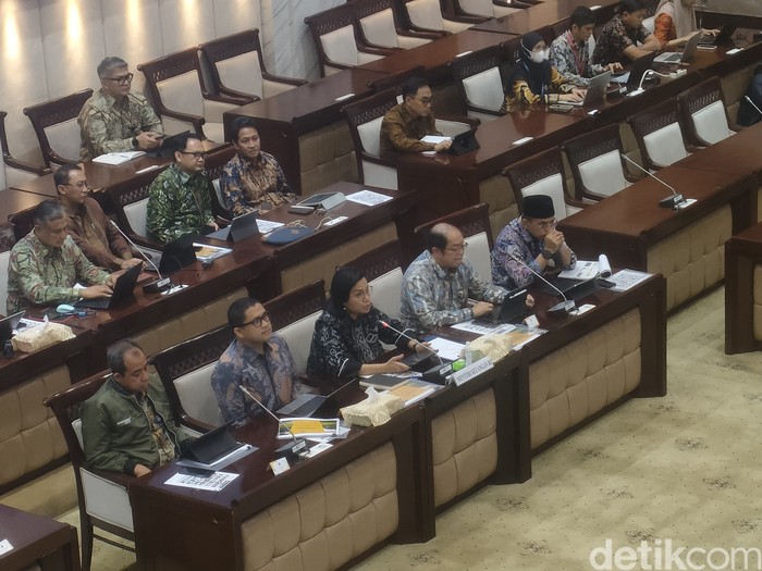 Menteri Keuangan Sri Mulyani saat rapat bersama Komisi XI DPR. (Dwi Rahmawati/detikcom)