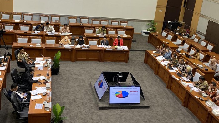 Risma dalam rapat bersama Komisi VIII DPR di gedung MPR/DPR/DPD RI, Senayan,