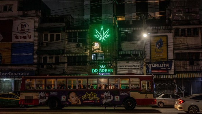 People smoke out of bongs during a speed contest to finish 3 grams, at the Green Party in Bangkok, Thailand, October 7, 2023. REUTERS/Jorge Silva TPX IMAGES OF THE DAY