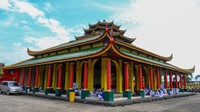 Sejumlah siswa belajar di Masjid Muhammad Cheng Hoo, Banyuwangi, Jawa Timur, Rabu (20/3/2024).   