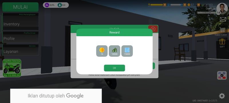 CodeXplore, pengembang Ojol The Game, kembali membagikan kode redeem. Seperti biasa, setelah diklaim, gamer bisa mendapatkan tiga hadiah menarik.