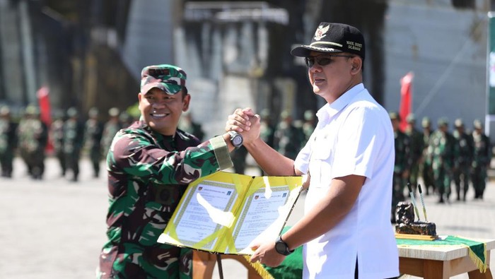 Penutupan TMMD Sengkuyung Tahap I di Sambirejo, Kapanewon Prambanan, Kabupaten Sleman, Rabu (20/3/2024).