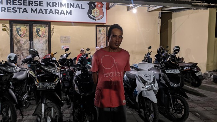 RZ, pencuri spesialis motor, ditangkap Polresta Mataram, Rabu (20/3/2024) dini hari.