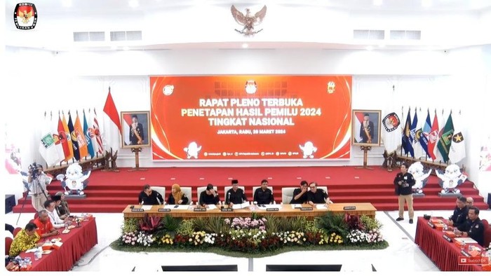 Rapat pleno pengumuman hasil Pemilu 2024.
