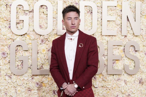 Barry Keoghan arrives at the 81st Golden Globe Awards on Sunday, Jan. 7, 2024, at the Beverly Hilton in Beverly Hills, Calif. (Photo by Jordan Strauss/Invision/AP)