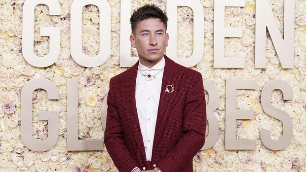 Barry Keoghan arrives at the 81st Golden Globe Awards on Sunday, Jan. 7, 2024, at the Beverly Hilton in Beverly Hills, Calif. (Photo by Jordan Strauss/Invision/AP)