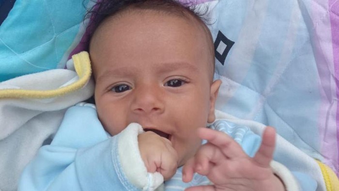 Foto bayi mungil bernama Jamal al-Kaferna yang diambil tak lama setelah dia lahir pada Agustus 2023. (DOKUMENTASI KELUARGA)