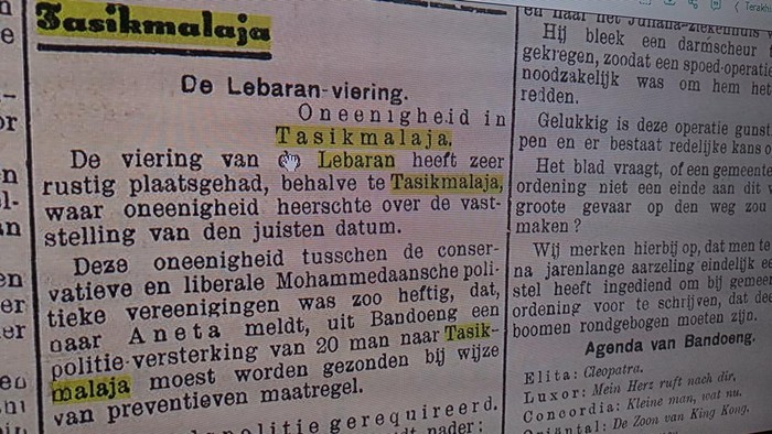 Koran Belanda soal berita perbedaan lebaran di Tasikmalaya