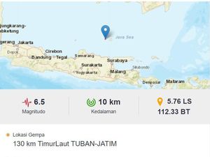 Gempa M 6,5 Tuban Terasa hingga Balikpapan