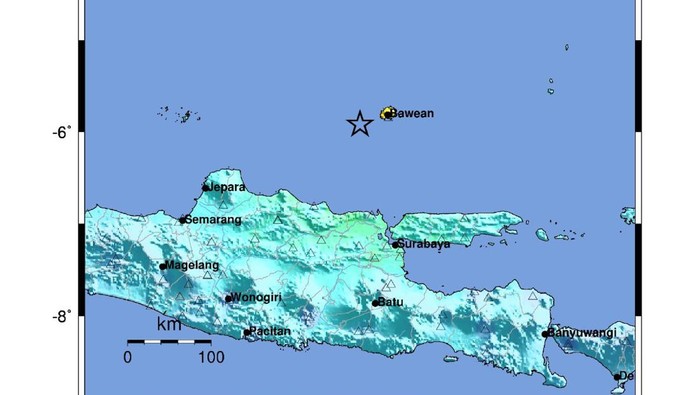 Getaran gempa bumi magnitudo 6,5 di Tuban, Jawa Timur (Jatim) (dok BMKG)