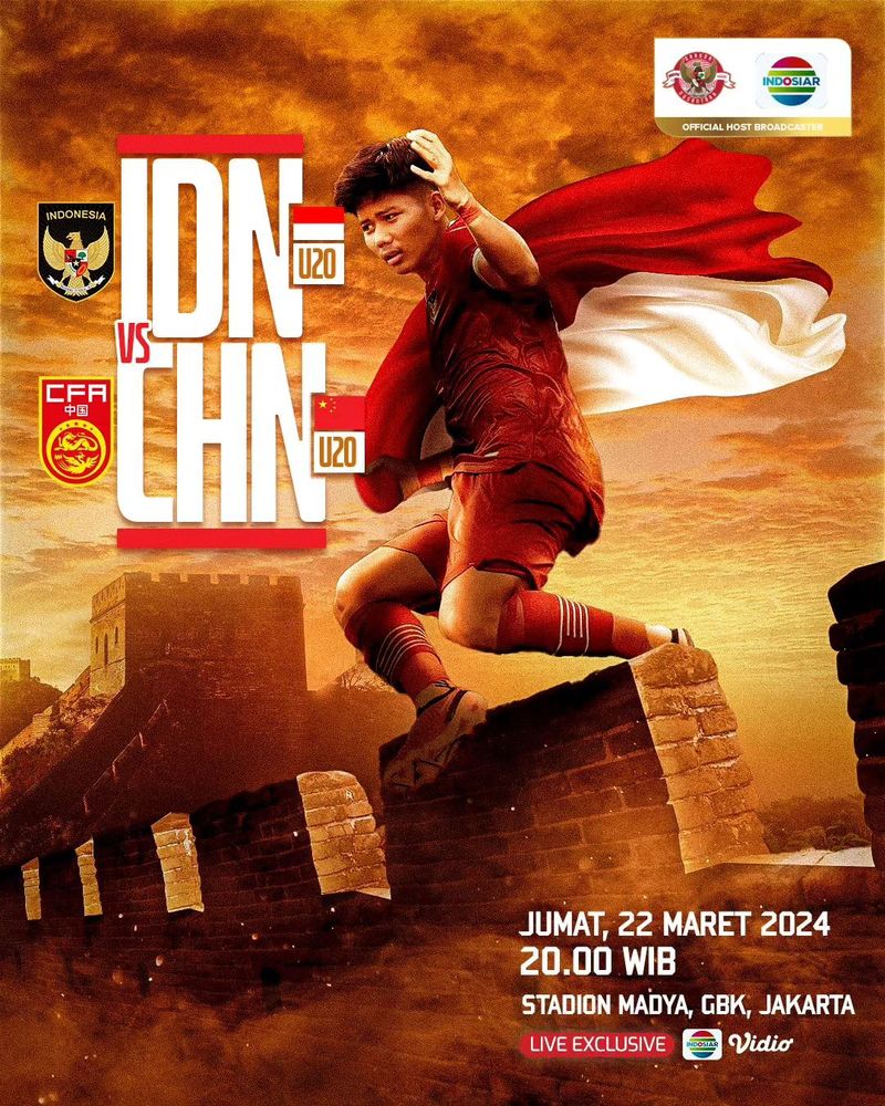 Jadwal Laga Uji Coba Timnas Indonesia vs China U-20