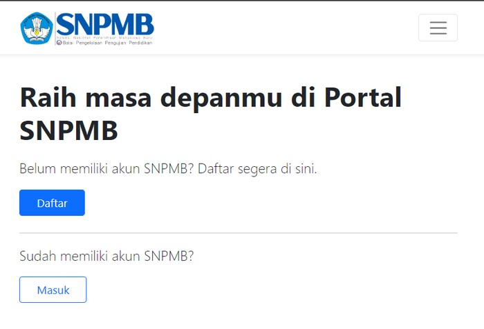 Portal SNPMB Kemdikbud