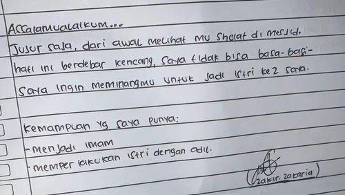 Wanita ini curhat mendapatkan surat dari ustaz usai salat tarawih, isinya bikin syok. Curhatan tersebut langsung viral di media sosial
