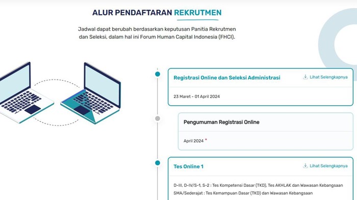 Alur pendaftaran Rekrutmen BUMN 2024.