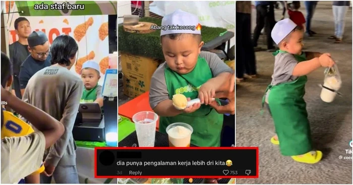 Gemas! Balita 2 Tahun Ini Jago Jualan dan Bikin Minuman